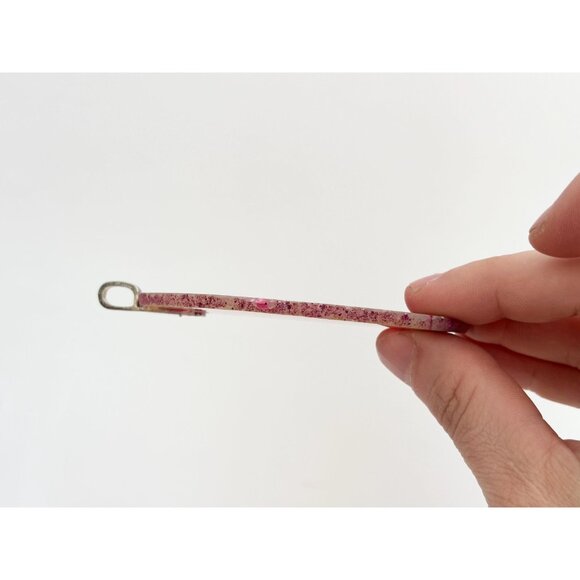 Pink Slice Agate Crystal Geode Freeform Shaped Large Silver T Vintage Pendant - Picture 6 of 13